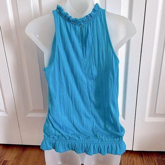 Derek Heart Blouse Tank Blouse Top Shirt Turquoise Blue Dressy Medium M - Picture 3 of 4